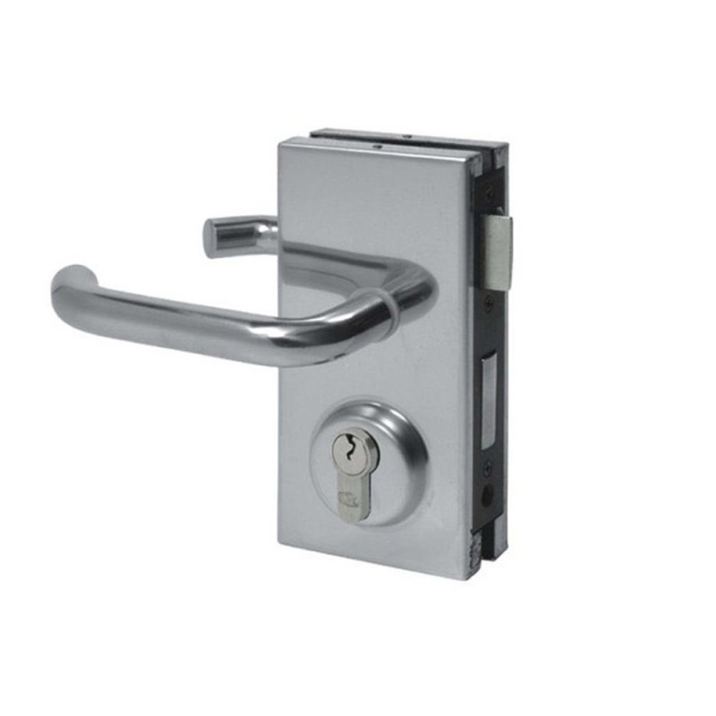 Κλειδαριά ανοξείδωτη εγκοπής για γυάλινη πόρτα με δυο χειρολαβές και κλειδί