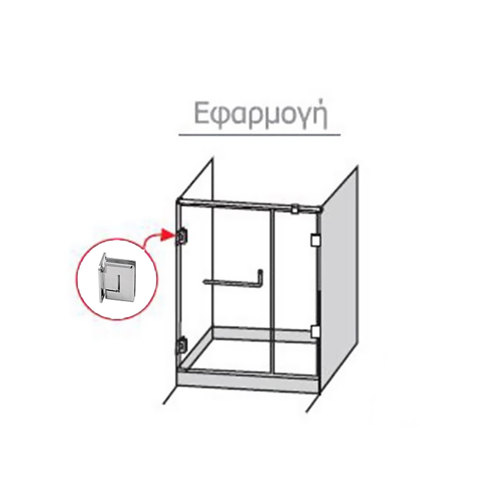 Μεντεσές τριών θέσεων ορειχάλκινος τοίχο-γυαλί, εγκοπής, για γυάλινη πόρτα