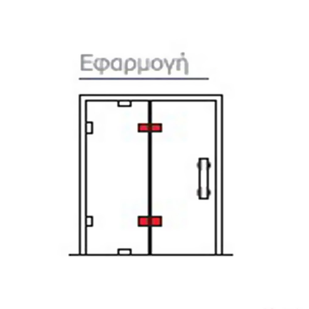 Μεντεσές ελεύθερος ζαμάκ ορθογώνιος 180°-360° αναδίπλωση, Γ-Γ, οπής, για γυάλινες πόρτες