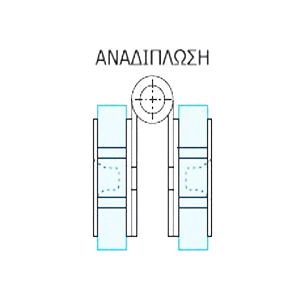 Μεντεσές ελεύθερος ζαμάκ ορθογώνιος 180°-360° αναδίπλωση, Γ-Γ, οπής, για γυάλινες πόρτες