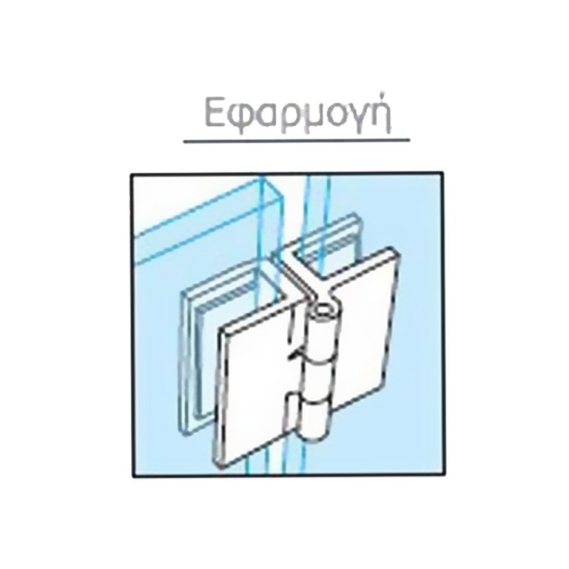 Μεντεσές ορειχάλκινος, διπλός, ελεύθερος φορετός γυαλί-γυαλί 180° - 360°