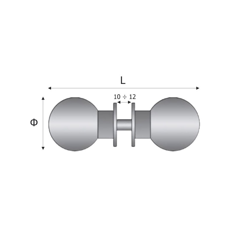 Πόμολο σφαίρα inox διπλό Φ40