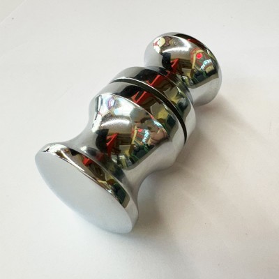 Inox knob set Ø38mm for glass door