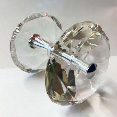 Glass polyhedral knob Ø10cm in for glass door