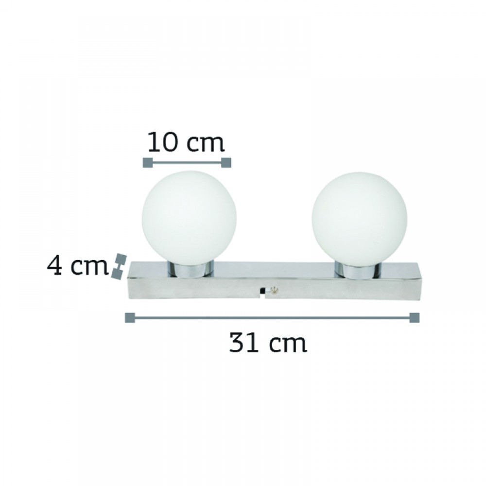 Lighting fixtures in chrome metal and white opal part
