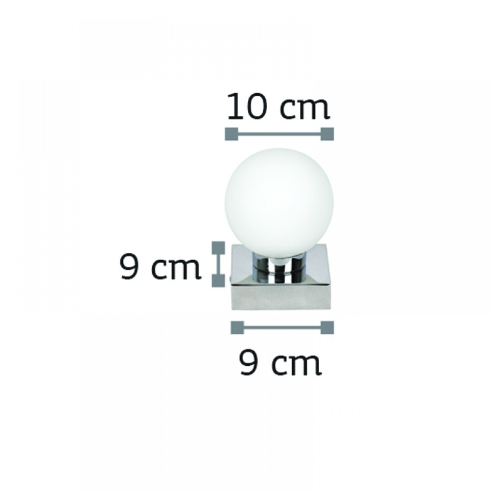 Lighting fixtures in chrome metal and white opal part