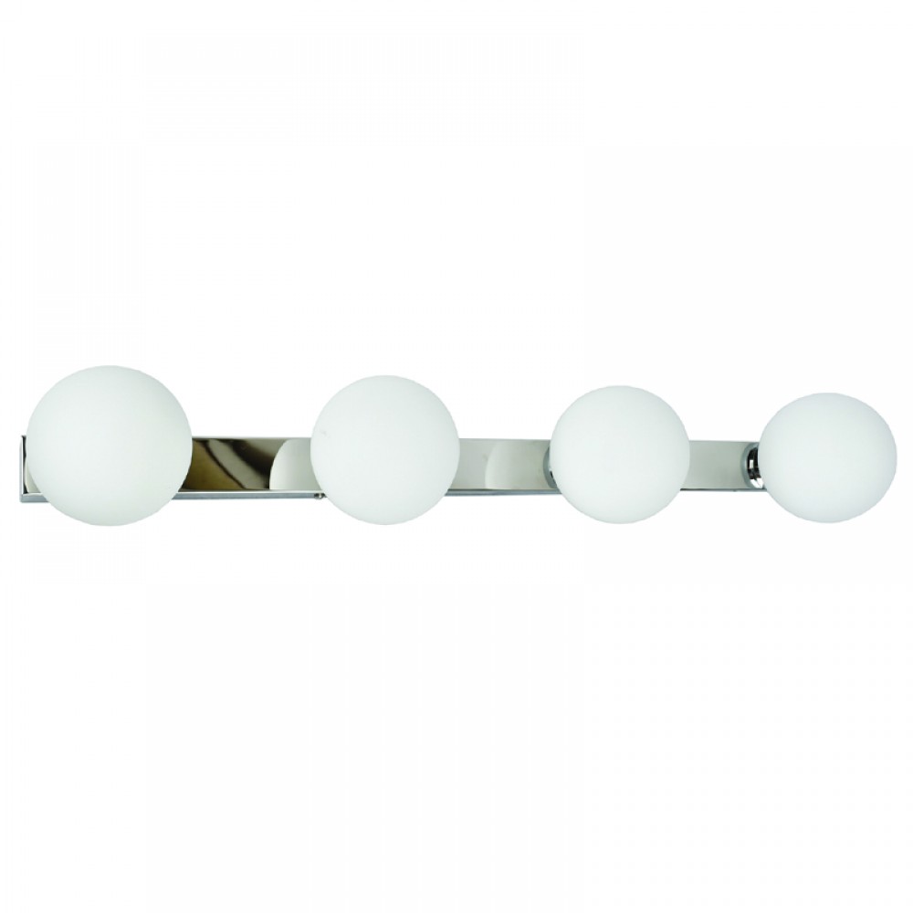 Lighting fixtures in chrome metal and white opal part