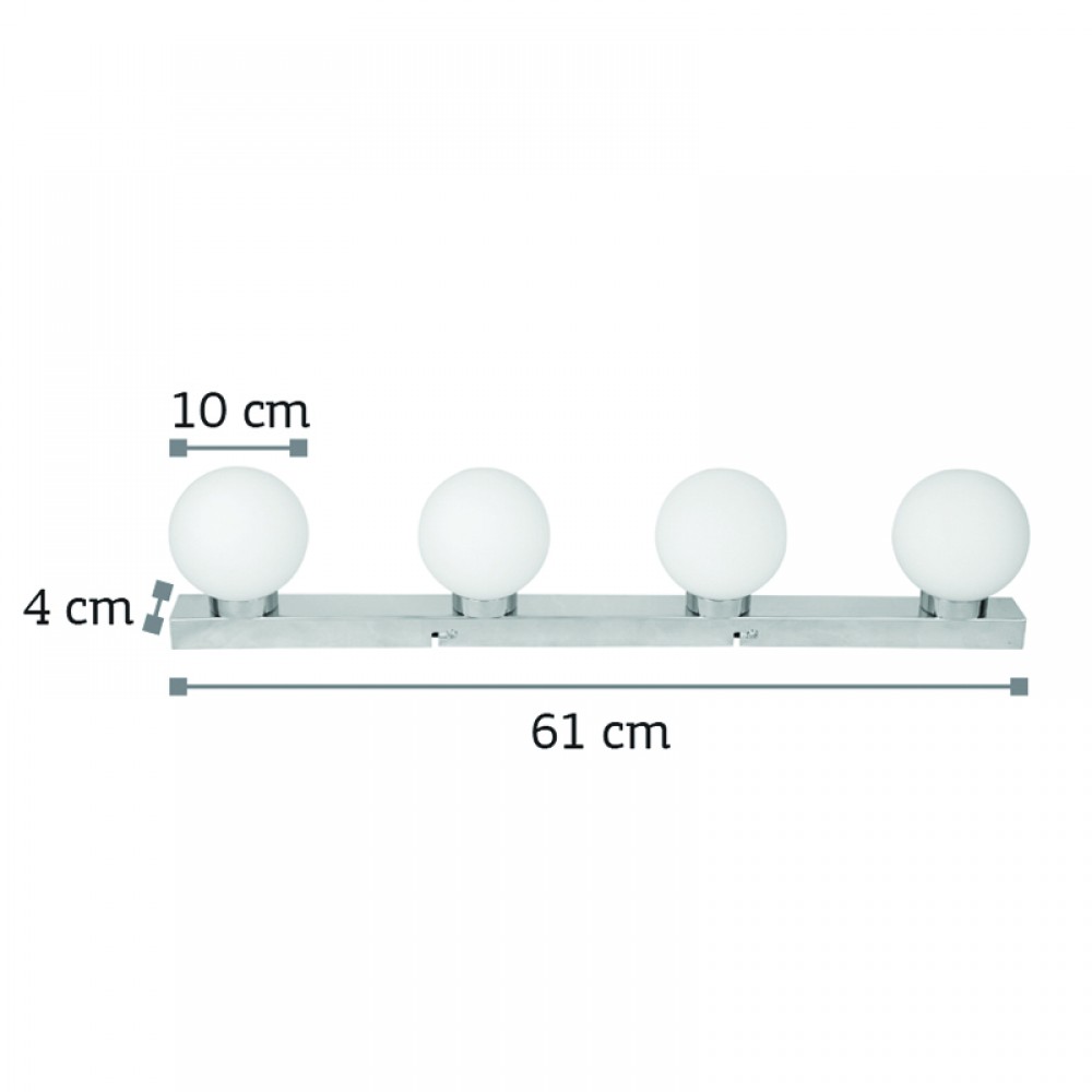 Lighting fixtures in chrome metal and white opal part