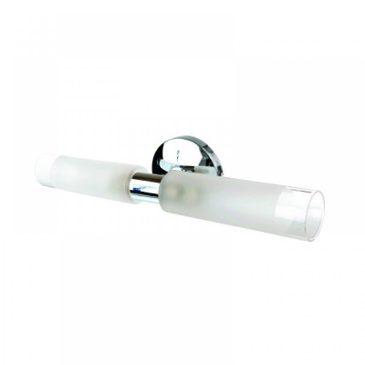 Wall-mounted metal two-light chrome bathroom lamp