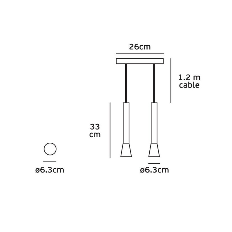  Two-light aluminum pendant light with rail