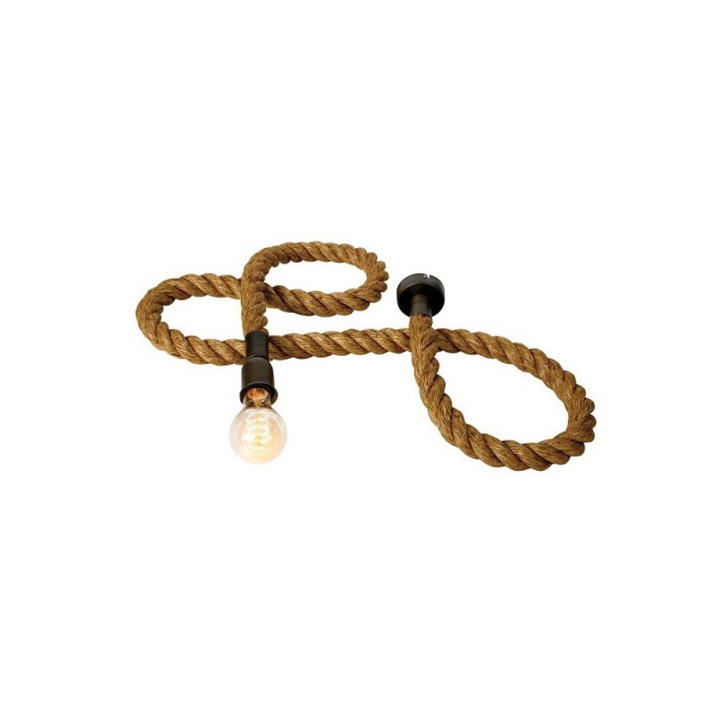 Hanging single-light rope lamp with lampshade and rosette