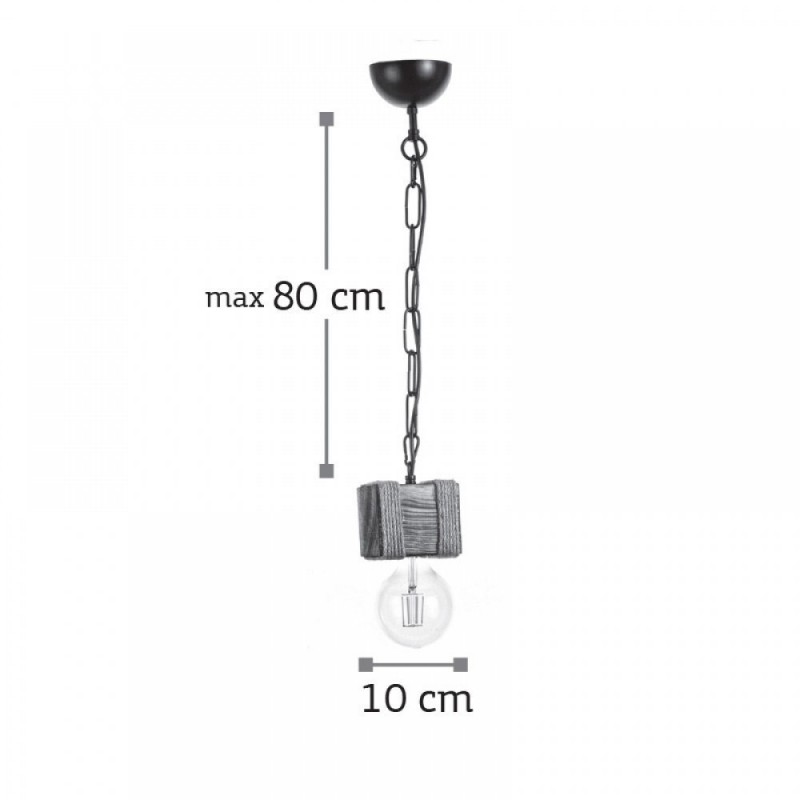  Hanging lamp made of wood chain and rope