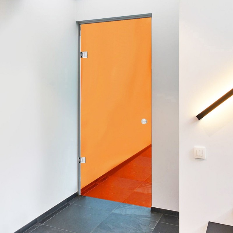 Γυάλινη πόρτα ανοιγόμενη διάφανη 10mm triplex securit 80x210cm πορτοκαλί
