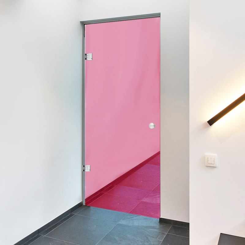 Glass door opening transparent 10mm triplex securit 80x210cm pink