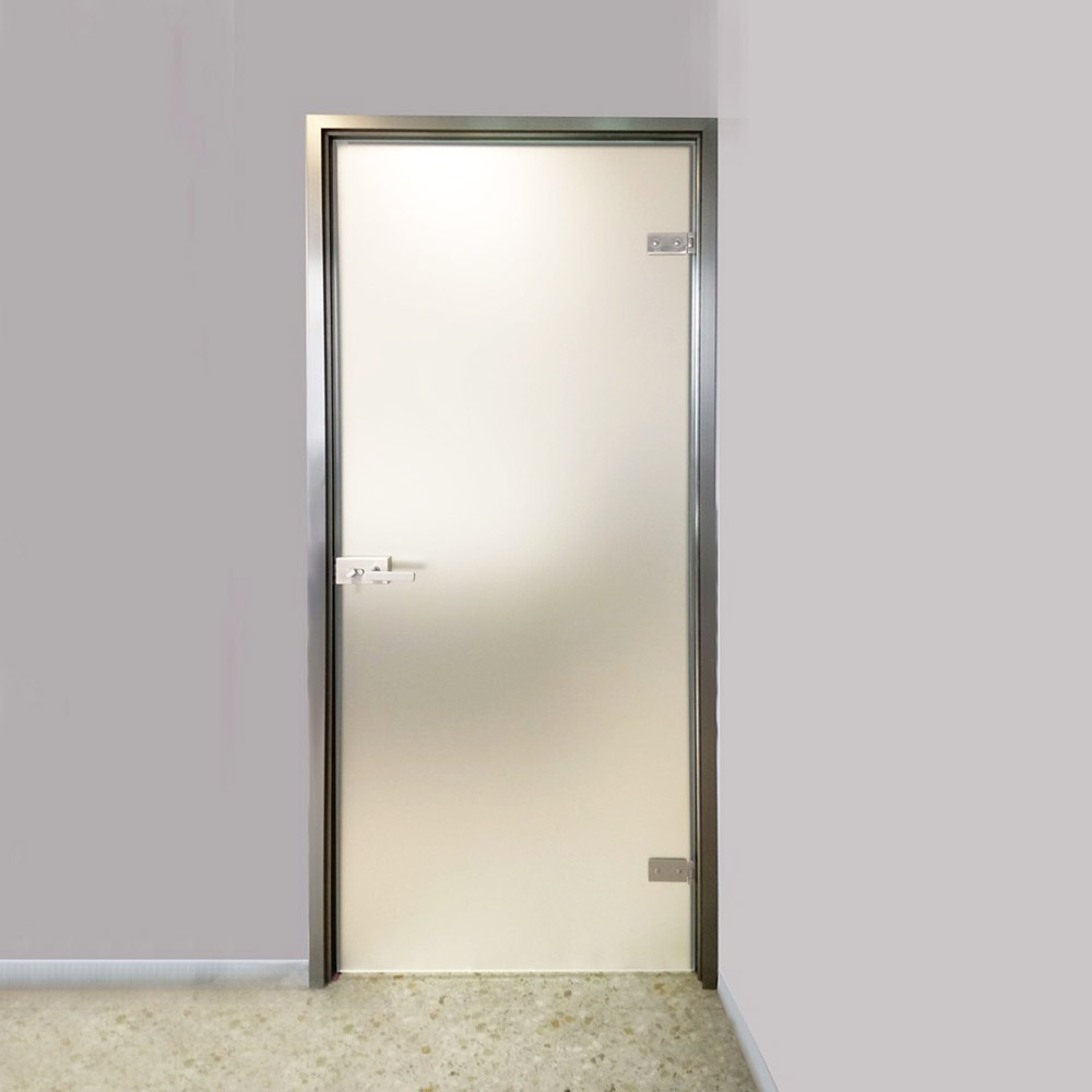 Γυάλινη πόρτα ''λούκι'' 8mm securite 80x210cm με κάσα