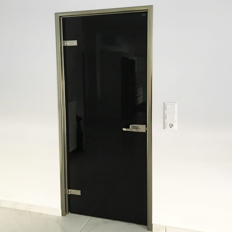 Γυάλινη πόρτα 10mm securite 80x210cm σε μαύρο χρώμα με κάσα