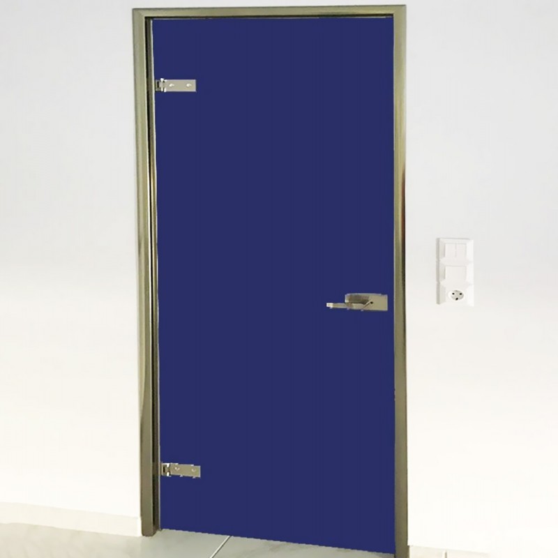 Γυάλινη πόρτα 10mm securite 80x210cm μπλε με κάσα