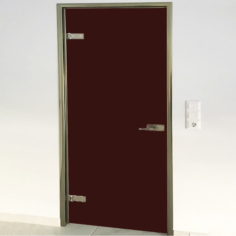 Γυάλινη πόρτα 10mm securit 80x210cm καφέ με κάσα και κλειδαριά