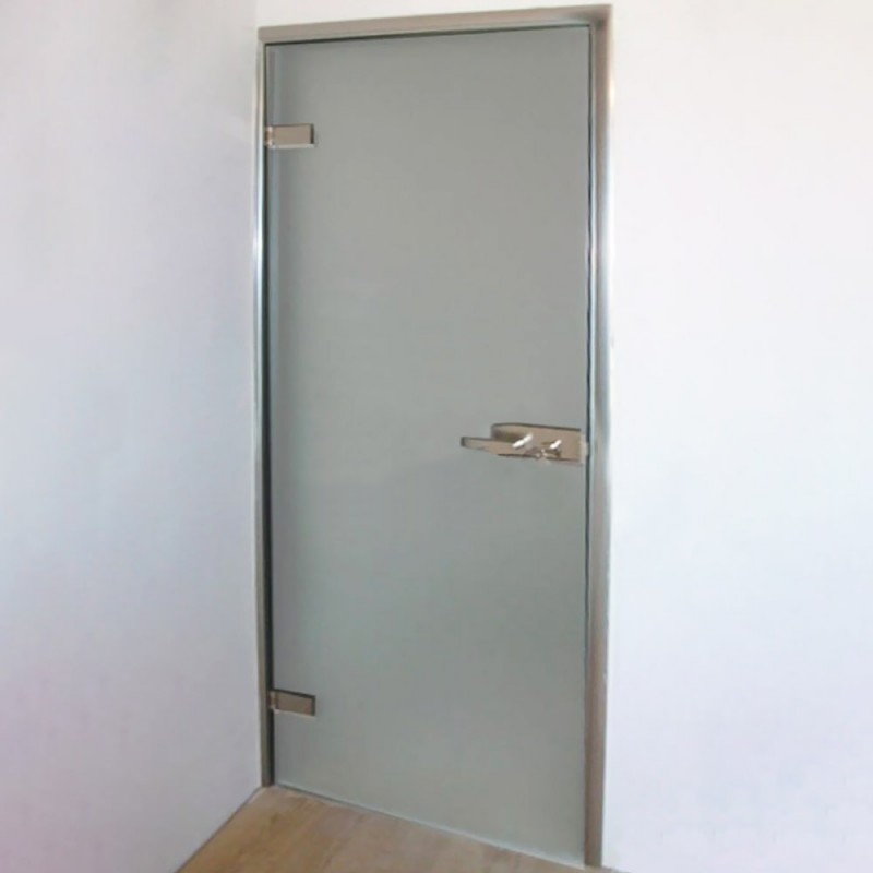 Γυάλινη πόρτα σατινέ 10mm securite 80x210cm με κάσα