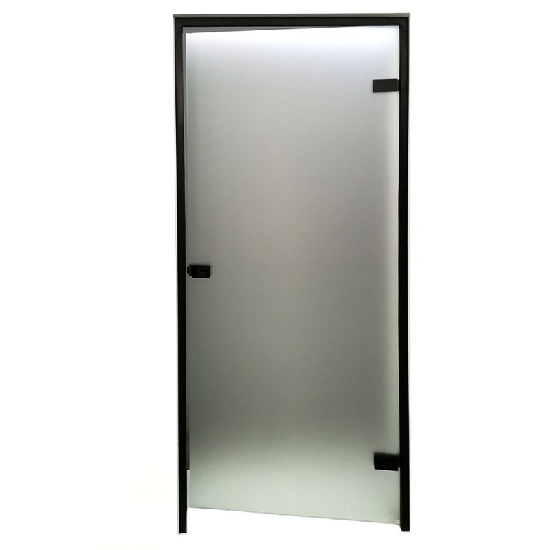 Γυάλινη πόρτα σατινέ 8mm securite 80x210cm με προφίλ αλουμινίου
