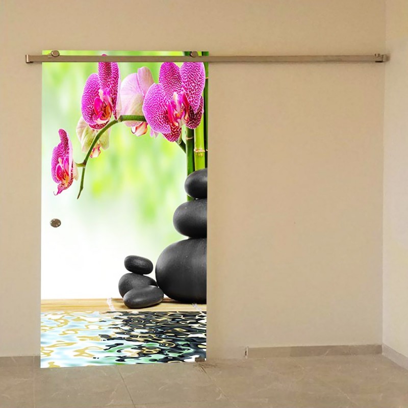 Συρόμενη γυάλινη πόρτα securit με ψηφιακή κεραμική εκτύπωση 80x210cm
