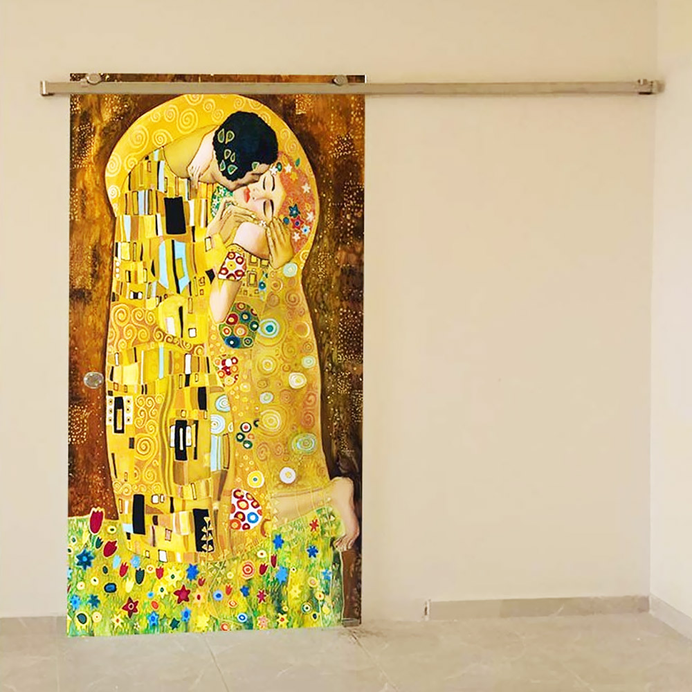 Συρόμενη γυάλινη πόρτα securit με ψηφιακή κεραμική εκτύπωση 80x210cm