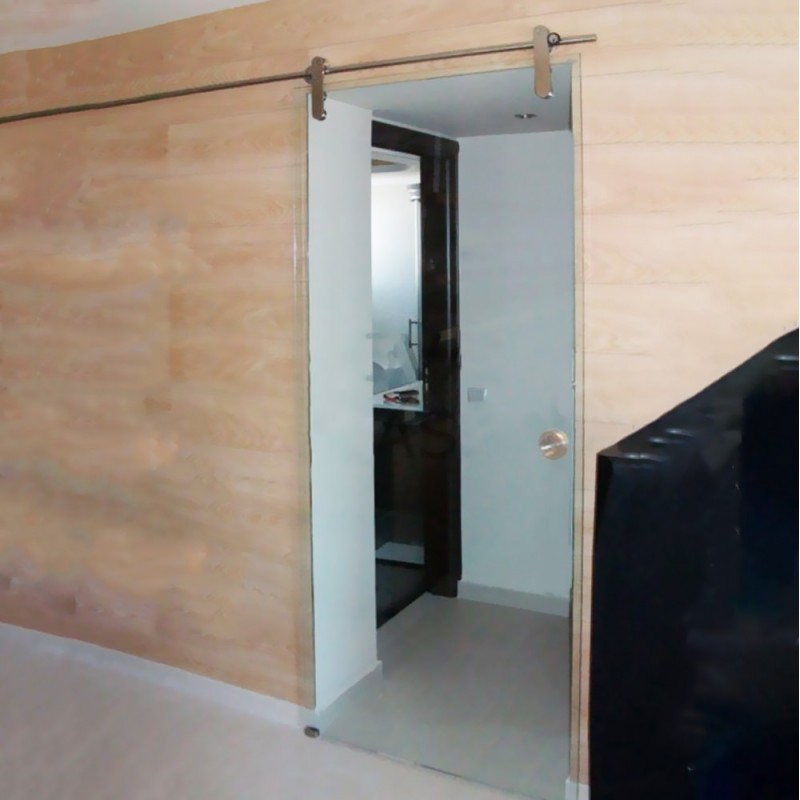 Sliding glass door 10mm securit 80x210cm transparent sliding guide round