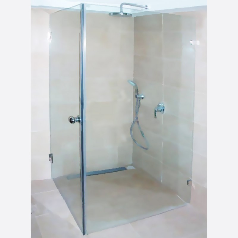 Γυάλινη καμπίνα ντουζιέρας μπάνιου 10mm 80x80x190cm γωνιακή inox εξαρτήματα