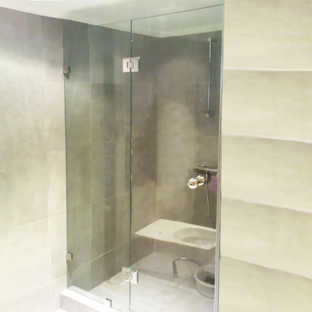 Glass bathroom shower cabin 10mm 140x190cm inox fittings (wall to wall)