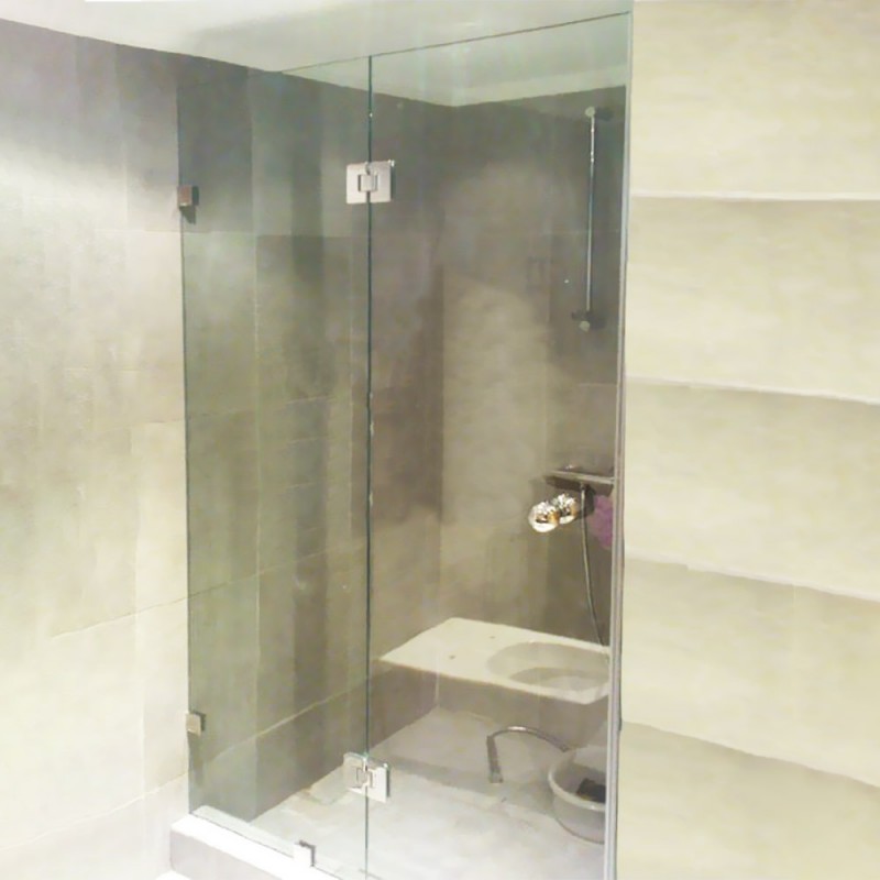 Γυάλινη καμπίνα ντουζιέρας μπάνιου 10mm 140x190cm inox εξαρτήματα (από τοίχο σε τοίχο)