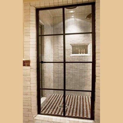 Ανοιγόμενη πόρτα ντουζιέρας μπάνιου 10mm 80x190cm με κεραμική βαφή σε μαύρο