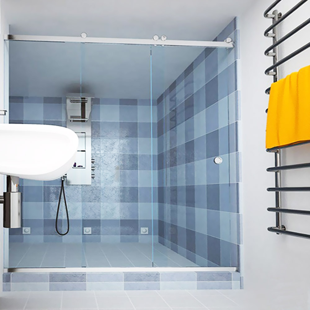 10mm 110x180cm inox three-leaf sliding shower cabin