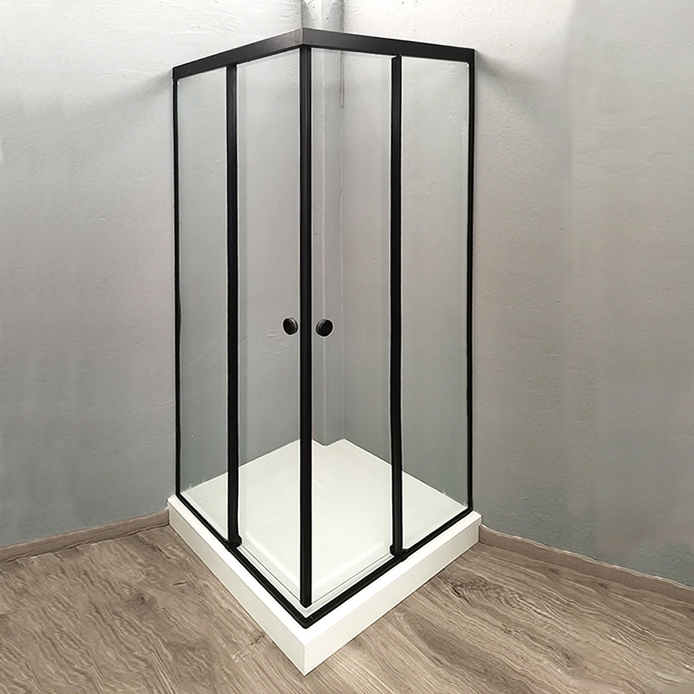 Sliding bathroom shower cabin 10mm 80x80x190cm corner with black accessories