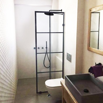  Fixed glass partition for shower 10mm sec 80x190cm with ceramic paint in black