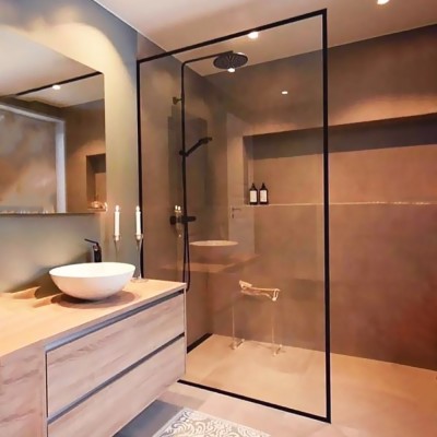 Fixed glass partition for shower 10mm sec 100x200cm with ceramic paint in black