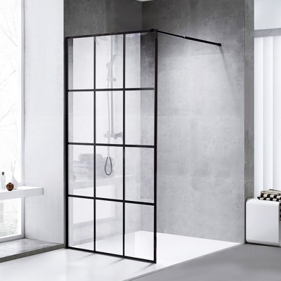  Fixed glass partition for shower 10mm sec 80x190cm - 90x200cm with ceramic paint in black