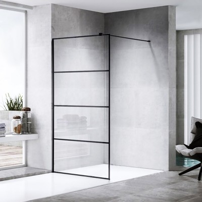  Fixed glass partition for shower 10mm sec 80x190cm - 90x200cm with ceramic paint in black