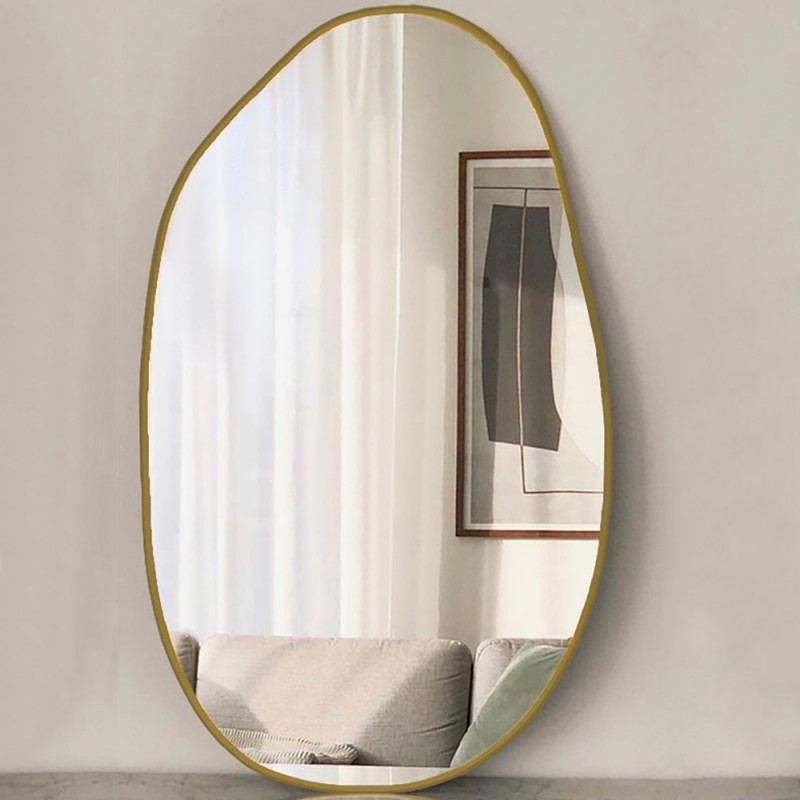  Bathroom wall mirror 55x90cm - 80x160cm in the shape of a pebble with black paint around the perimeter