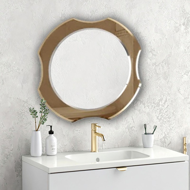 Καθρέπτης μπάνιου τοίχου μπρονζέ Φ80cm