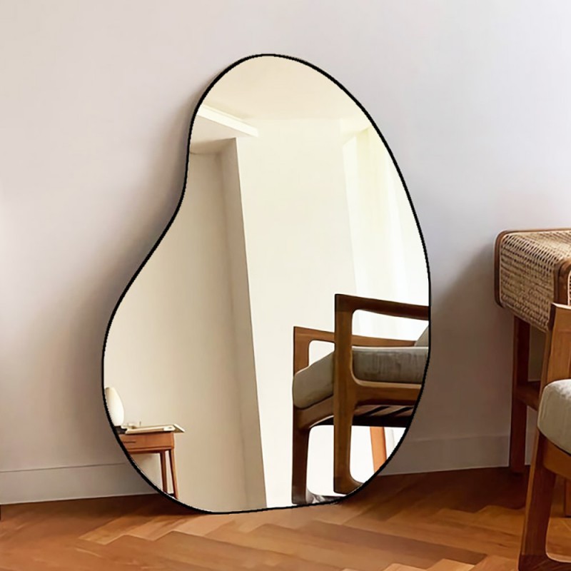 Wall mirror 80x110cm with paint border in the shape of a pebble No5