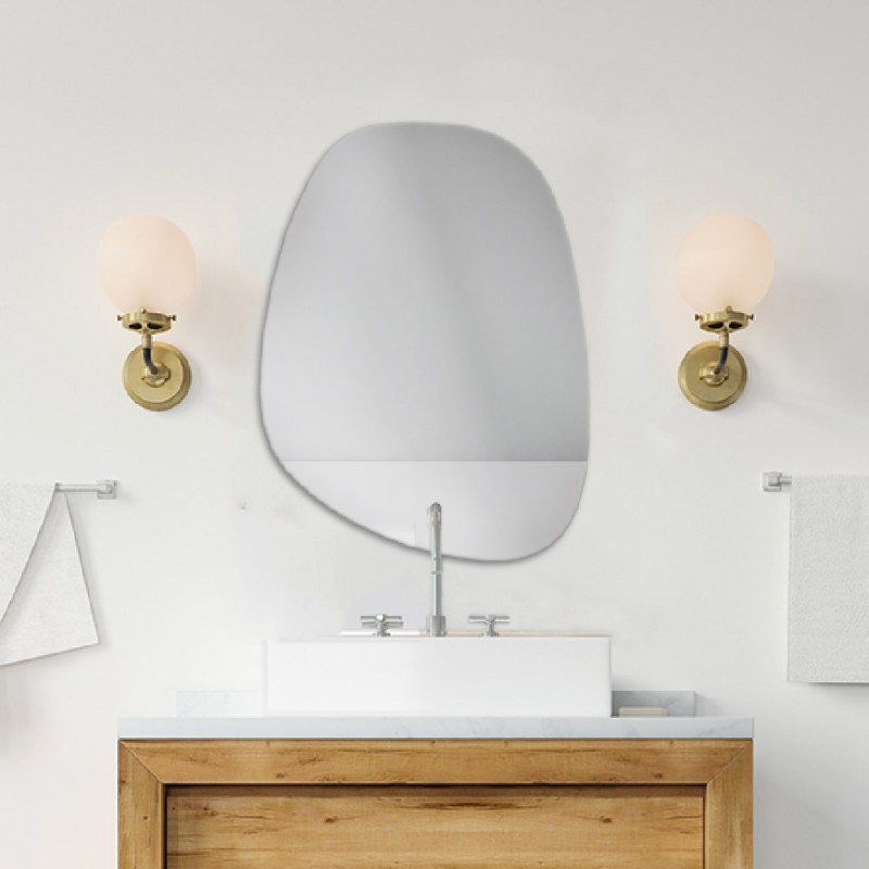 Pebble shaped bathroom wall mirror 60x80cm
