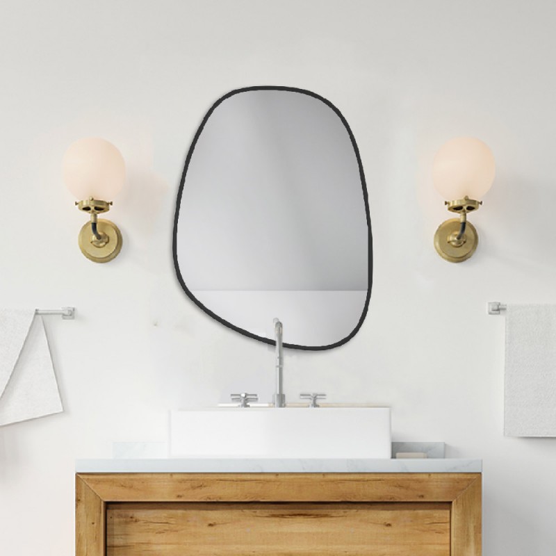  Pebble-shaped wall bathroom mirror 60x80cm with black paint border