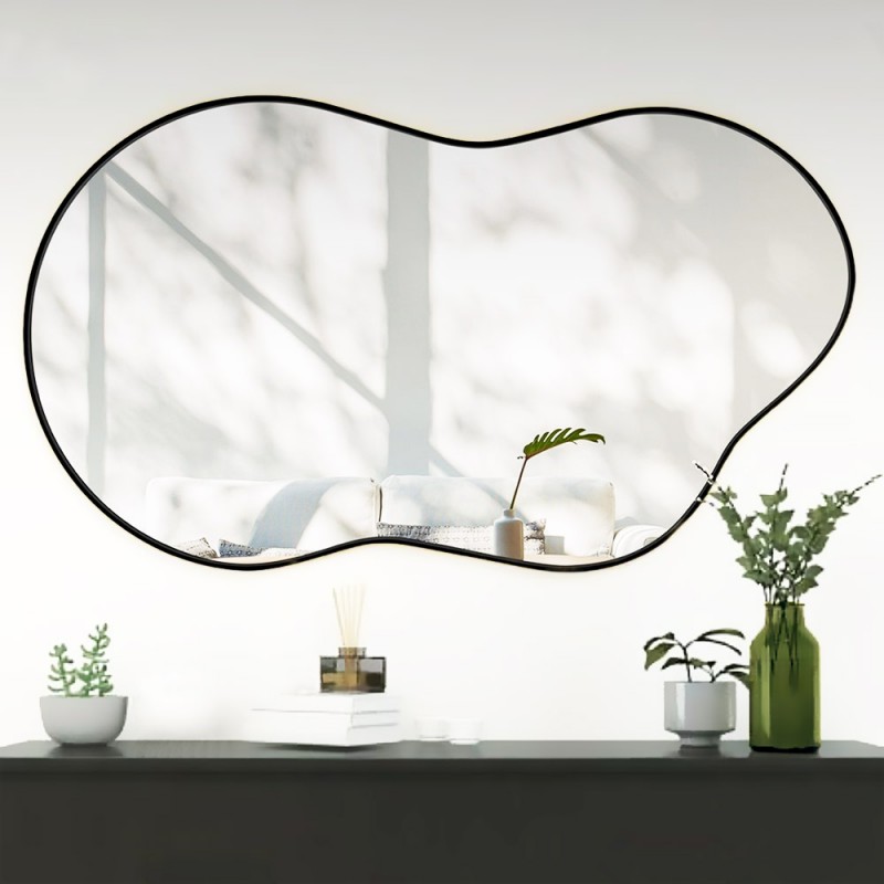 Wall mirror 90x55cm - 140x80cm in free design with black or gold paint border