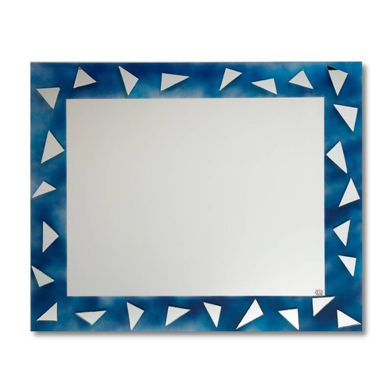 Καθρέπτης τοίχου 80x70cm με τριγωνικά καθρεφτάκια μπλε