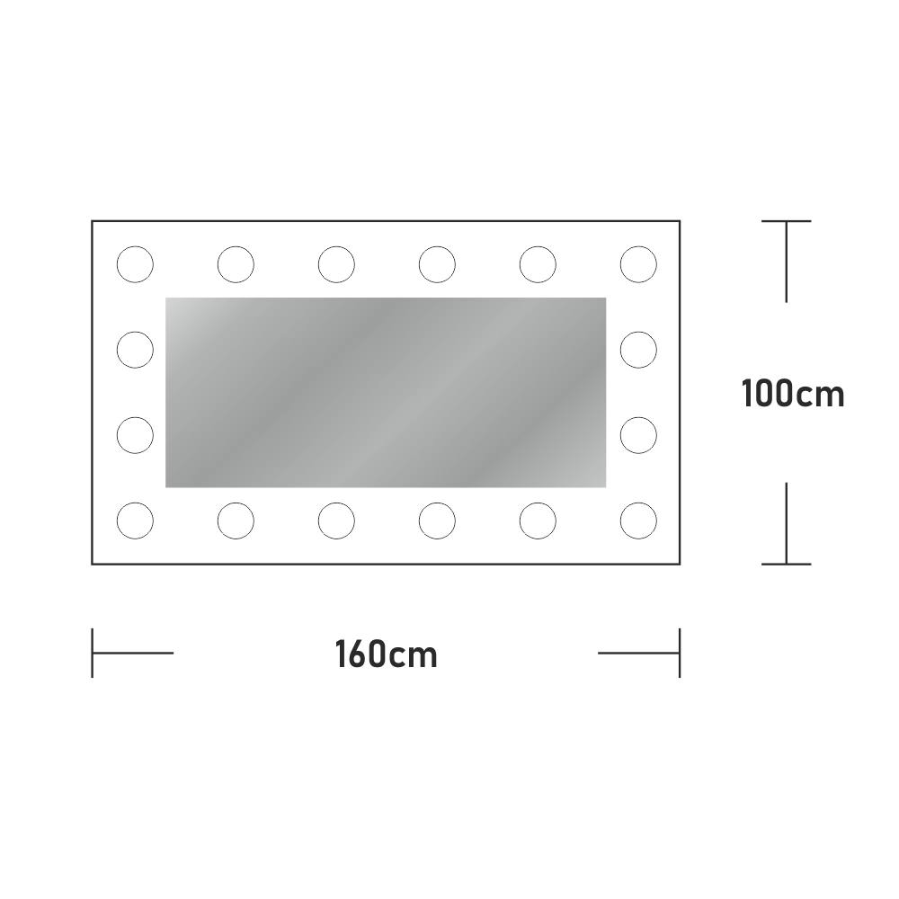 Καθρέπτης μακιγιάζ hollywood 160x100cm με λάμπες περιμετρικά και με κονσόλα