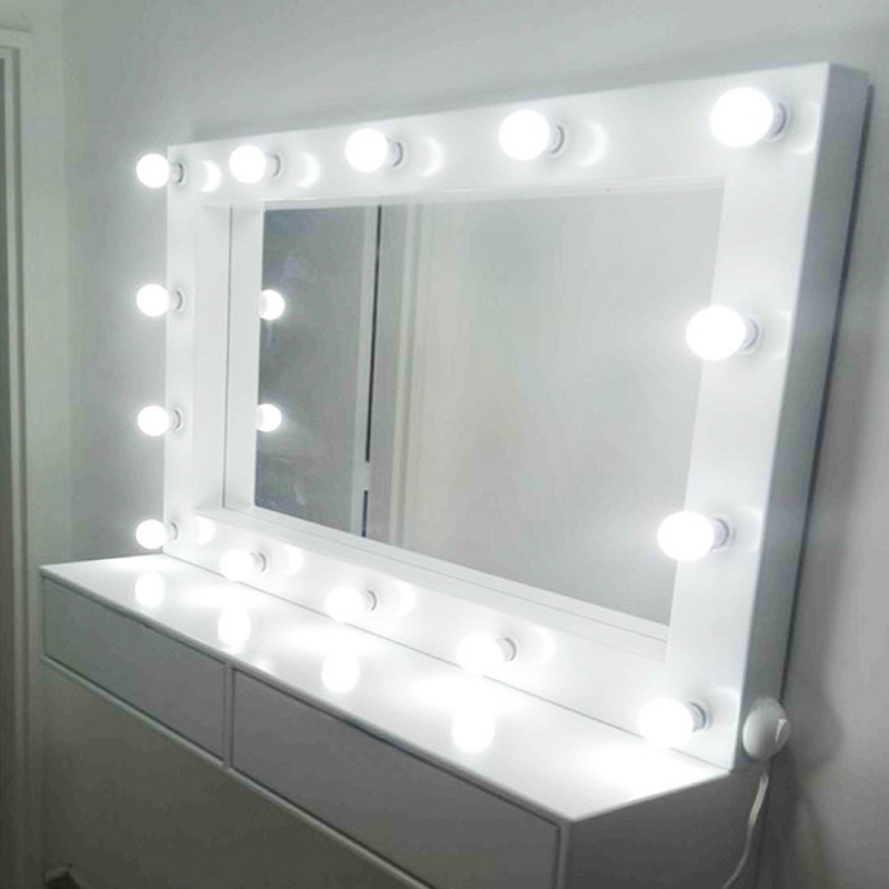 Hollywood make-up mirror 160x100cm with lamps around and with console