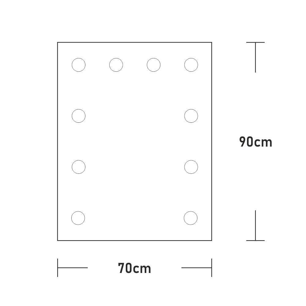Καθρέπτης μακιγιάζ hollywood 70x90cm με λάμπες σε τρεις πλευρές και με κονσόλα