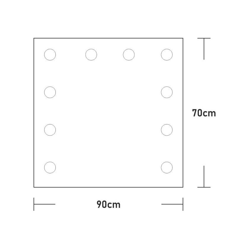 Hollywood make-up mirror 90x70cm with lamps on three sides and with console