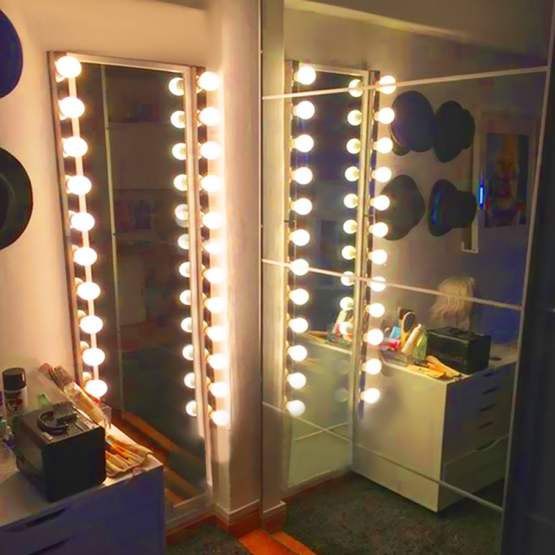 Καθρέπτης κρεμαστός με ξεχωριστά επιτοίχεια φωτιστικά Hollywood 50x160cm