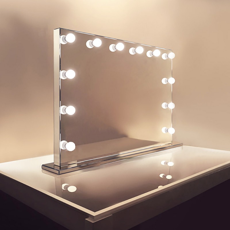 Καθρέπτης ΙΝΟΧ 90x70cm με φωτισμό για μακιγιάζ Hollywood make up